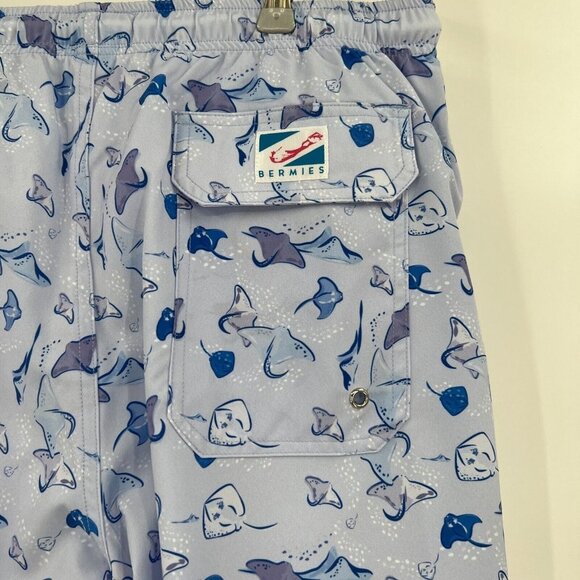 Bermies Men's Classic Swim Shorts Trunks Purple Manta Ray sz XL NWT Shark Tank - Picture 4 of 4